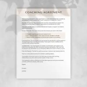 Coaching Agreement Template